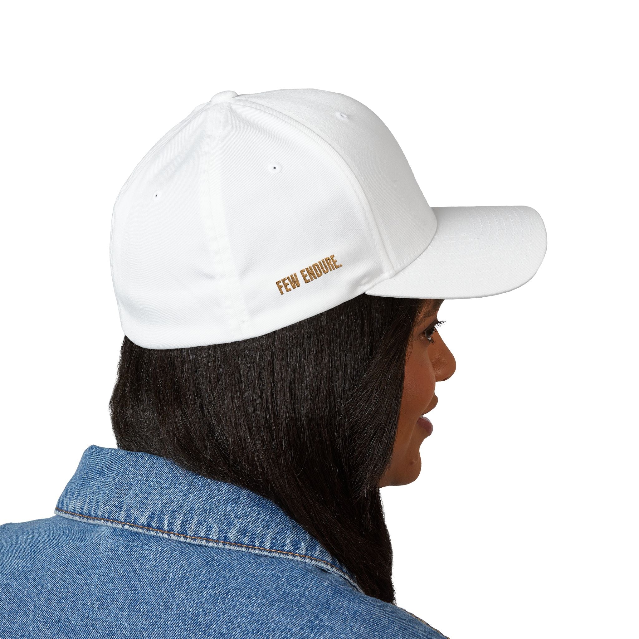 Embroidered 'Fe' Gold Letter Cap — Minimalist Metallica-Inspired Baseball Hat