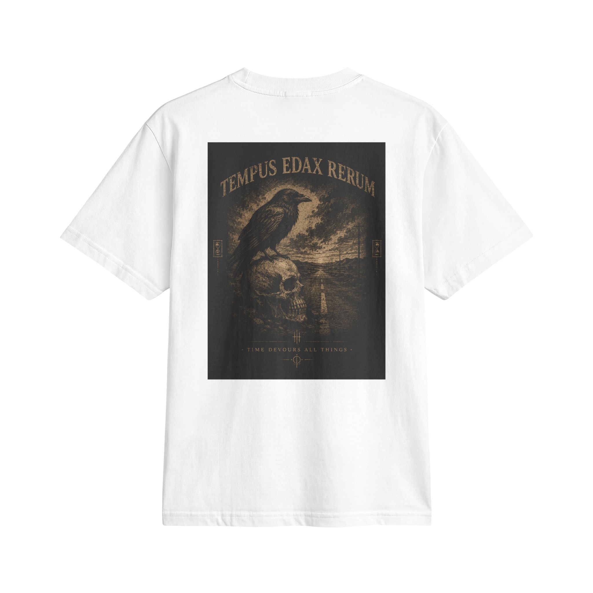 Vintage Raven Graphic Tee — "Tempus Edax Rerum" Gothic Skull T-Shirt