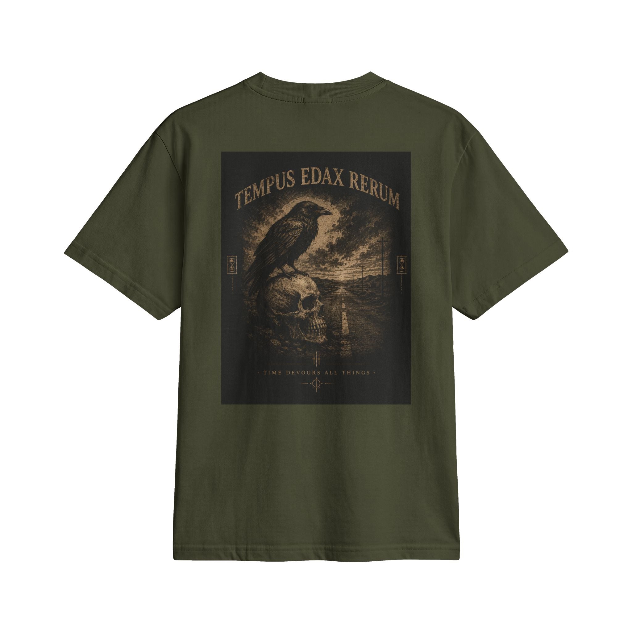 Vintage Raven Graphic Tee — "Tempus Edax Rerum" Gothic Skull T-Shirt