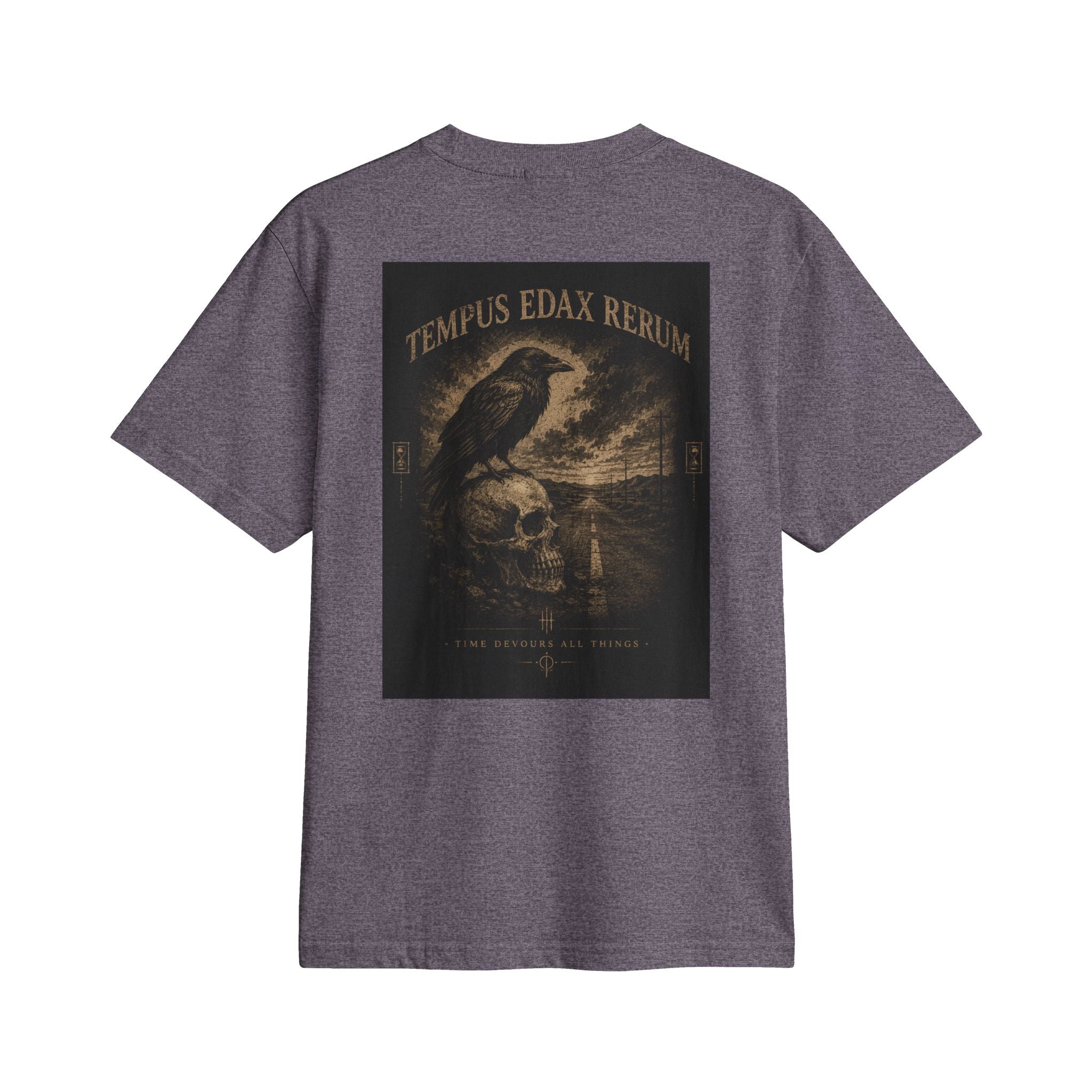 Vintage Raven Graphic Tee — "Tempus Edax Rerum" Gothic Skull T-Shirt
