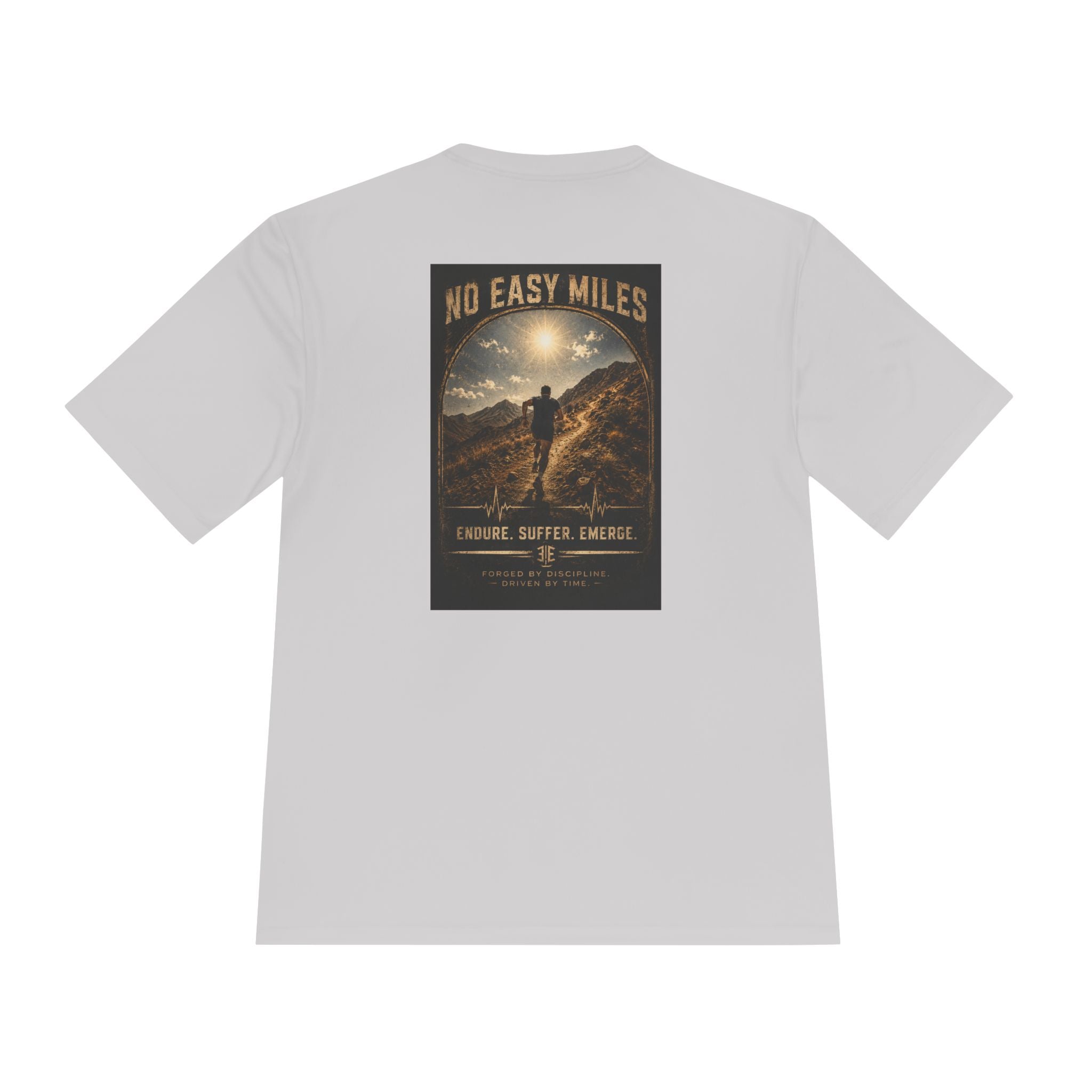 No Easy Miles Running Tee — Adventure Graphic Moisture‑Wicking Shirt