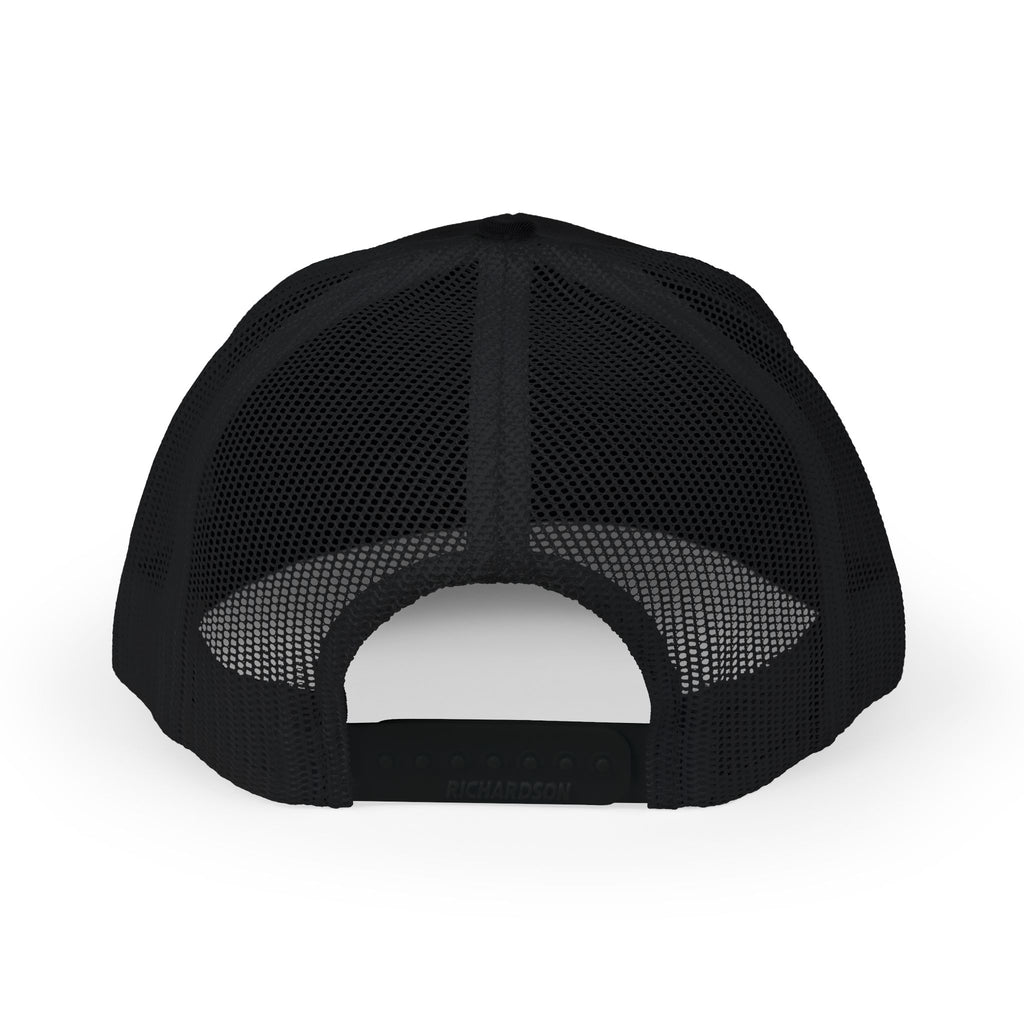 Built In Silence Snapback Trucker Cap — Bold Gold Embroidered Mesh Hat