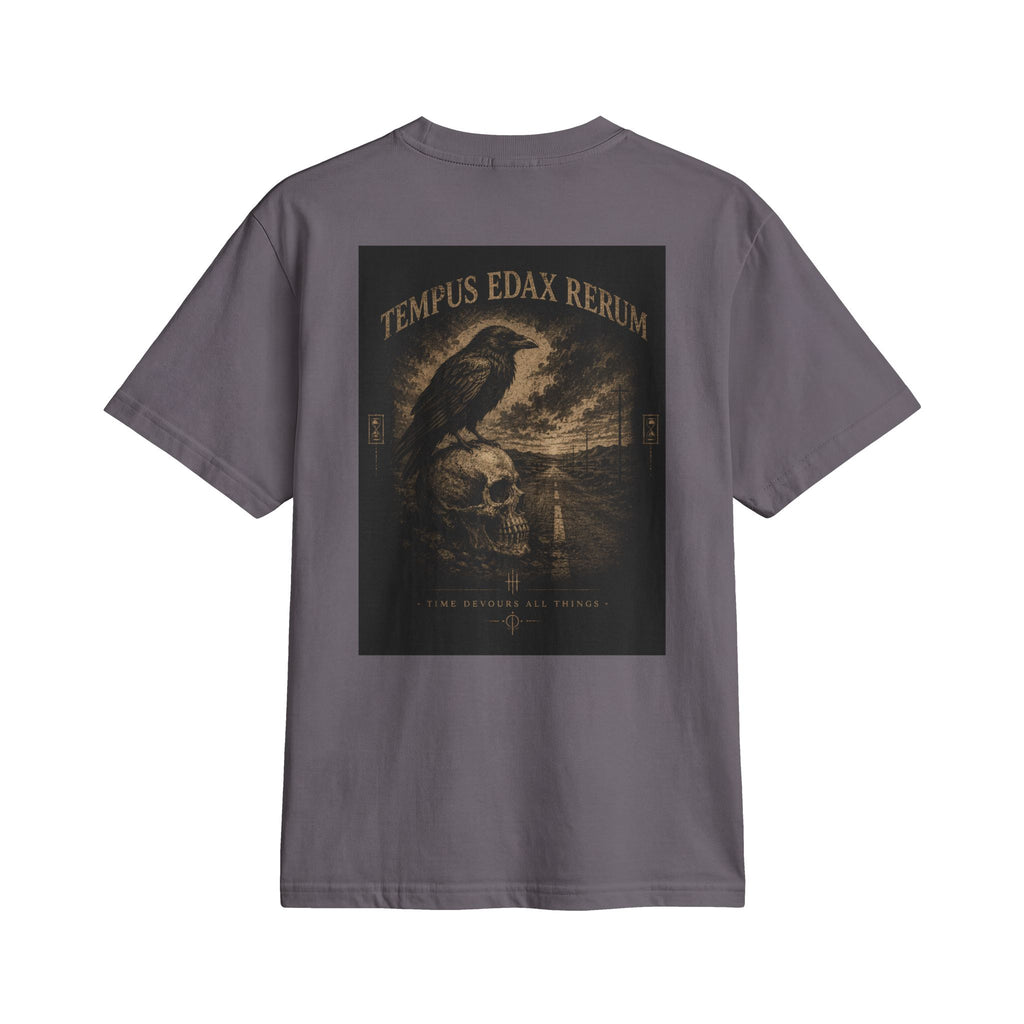 Vintage Raven Graphic Tee — "Tempus Edax Rerum" Gothic Skull T-Shirt