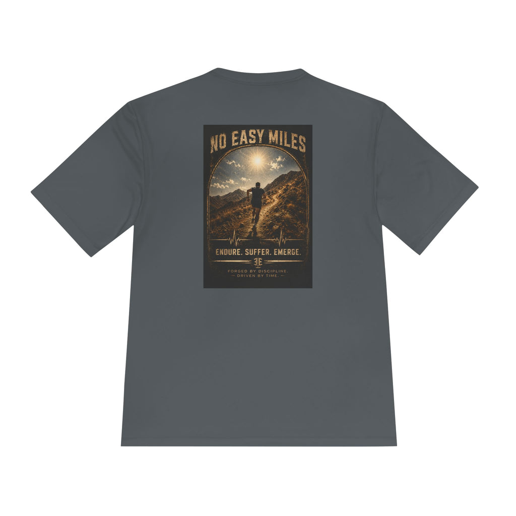 No Easy Miles Running Tee — Adventure Graphic Moisture‑Wicking Shirt