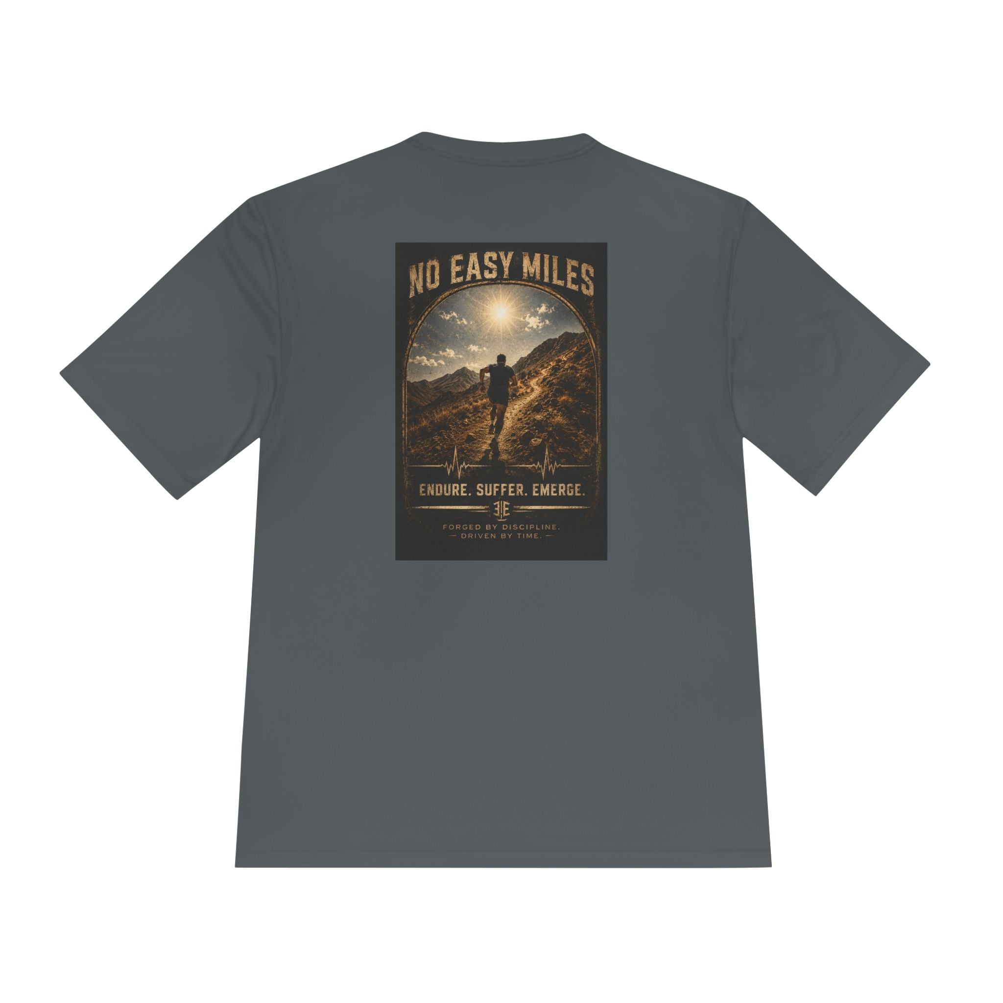 No Easy Miles Running Tee — Adventure Graphic Moisture‑Wicking Shirt